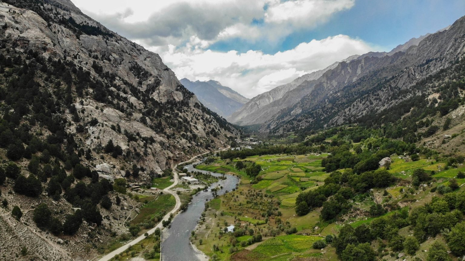 Beautiful landscape of Afghanistan showing mountains and traditional architecture
